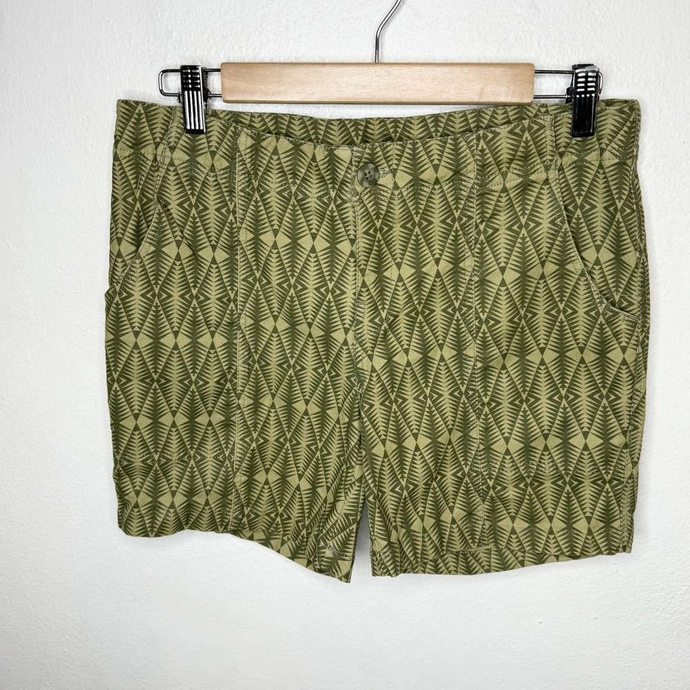 Kavu Green Cotton Blend Shorts Geometric Shorts Outdoor Granola Girl Women's 6